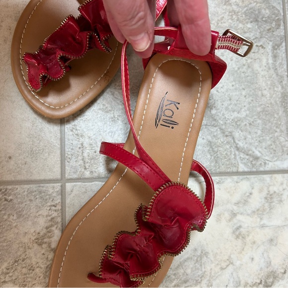 Red Ruffle Sandals - Picture 3 of 4